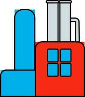 Processing plant icon in blue and red color. vector