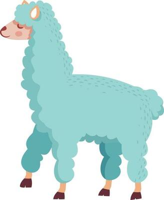 Sheep character standing on white background.