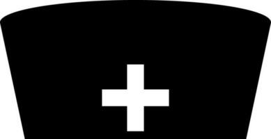 enfermero sombrero icono o símbolo en negro y blanco color. vector