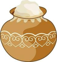 Decorated mud pot icon. vector