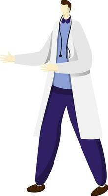 Faceless doctor man character in stylish pose.