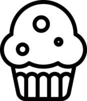 Line art cupcake icon in flat style. vector