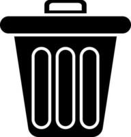 Icon of dustbin in Black and White color. vector