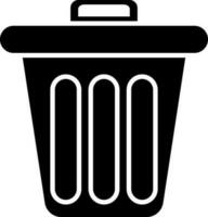 Icon of dustbin in Black and White color. vector