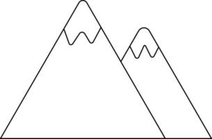 Snowy Mountain Icon in Black Outline. vector