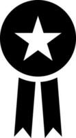 Black and White medal glyph icon or symbol. vector