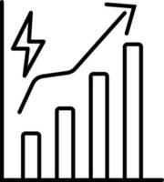 High current or voltage graph icon in line art. vector