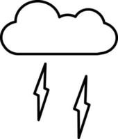 Lighting Bolt Cloud Icon in Thin Line Art. vector