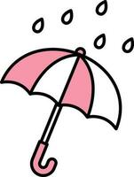 Flat Style Umbrella And Rain Icon. vector