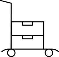 Illustration of Push Cart With Boxes Or Bags Icon In Flat Style. vector