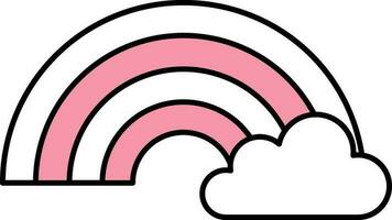 Rainbow With Cloud Icon In Pink And White Color. vector