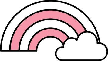 Rainbow With Cloud Icon In Pink And White Color. vector