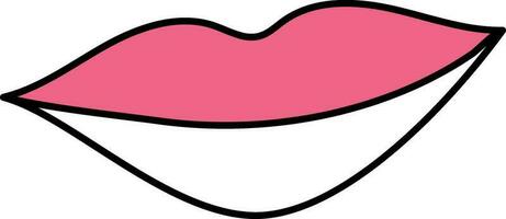 Lips Icon In Pink And White Color. vector