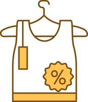 Undershirt And Percentage Label Icon In Yellow And White Color. vector