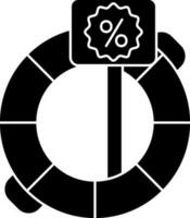 Swimming Ring With Percentage Board Icon In black and white Color. vector