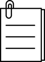 File Or Paper Attachment icon in black line art. vector