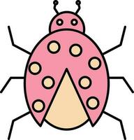 Ladybug Icon In Pink Color. vector