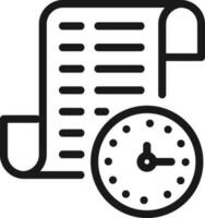 Scroll Paper with Clock Icon in Thin Line Art. vector