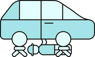 Mechanic Lying Down Car for Repairing Icon in Flat Style. vector