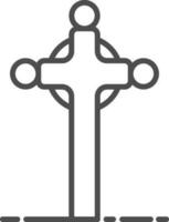 Catholic Cross Icon In Thin Line Art. vector