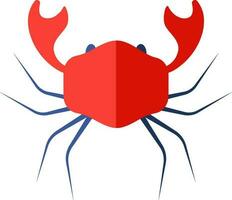 Flat style crab icon in red and blue color. vector