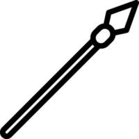 Black line art illustration of spear icon. vector