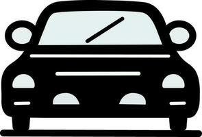 Front View of Car Icon In Black And White Color. vector