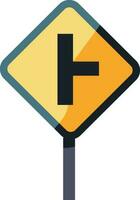 T - Intersection Sign Board Icon In Flat Style. vector