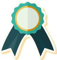 Isolated Award Ribbon Icon In Teal And Yellow Color. vector