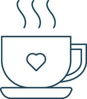 Linear Hot Cup with Hearts Vector Icon.