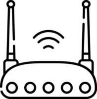 Wireless Router Icon In Thin Line Art. vector