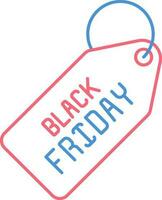 Red and Blue Black Friday Tag Icon in Thin Line Art. vector