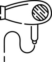 Hair Dryer Icon In Black Line Art. vector