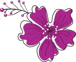 Flat line art illustration of hibiscus in purple color. vector