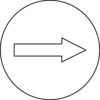 Right arrow sign in circle made by black line art illustration. vector
