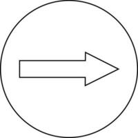 Right arrow sign in circle made by black line art illustration. vector