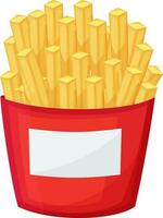 French Fries in red paper box. vector