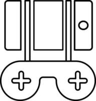 negro línea Arte ilustración de un gamepad en plano estilo. vector