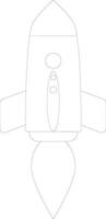 Black line art rocket icon. vector