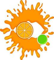 Orange fruit slice with splash. vector