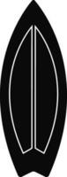 black and white surfboard in flat style. vector