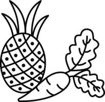 Lineart fresh Vegetable and Fruit. vector