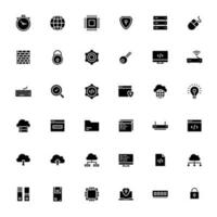 Set of business or programing glyph icon. vector