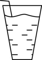 Straw In Drink Glass Black Outline Icon Or Symbol. vector