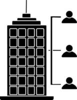 glifo estilo de empleados icono en edificio para trabajo concepto. vector