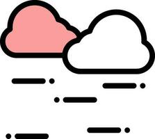 Red And White Color Cloudy Weather Icon in Flat Style. vector