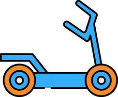 Kick Scooter Icon In Blue And Orange Color. vector