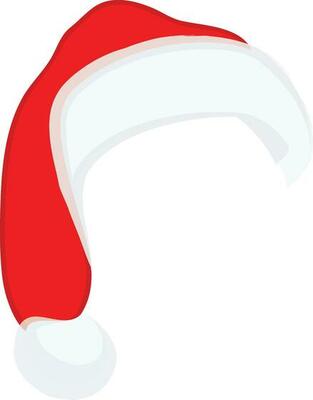 Santa claus red and white hat in flat style.