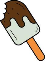 Bite Ice Cream Stick Colorful Icon In Flat Style. vector