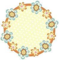 Flowers decorated rounded frame design. vector